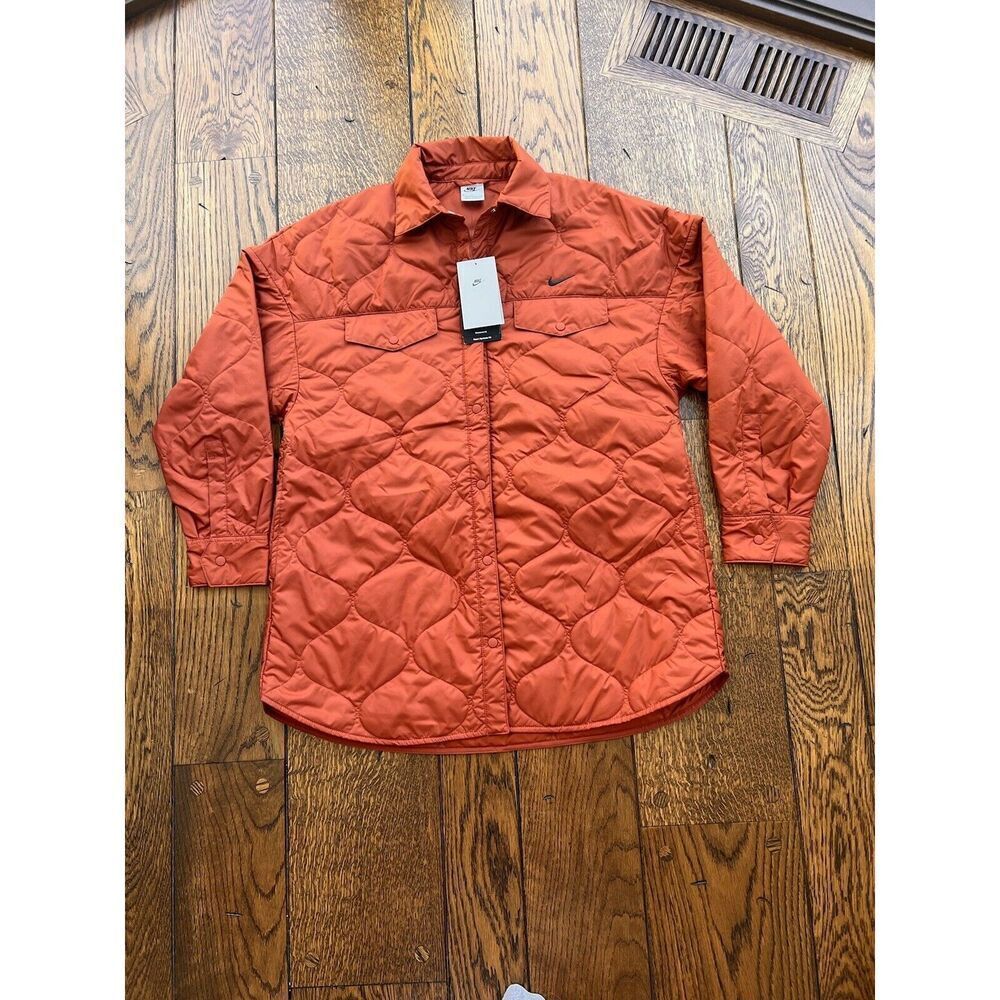 Nike Womens Oversized Quilted Trench Puffy Coat Rugged Orange FB8732-832 Medium